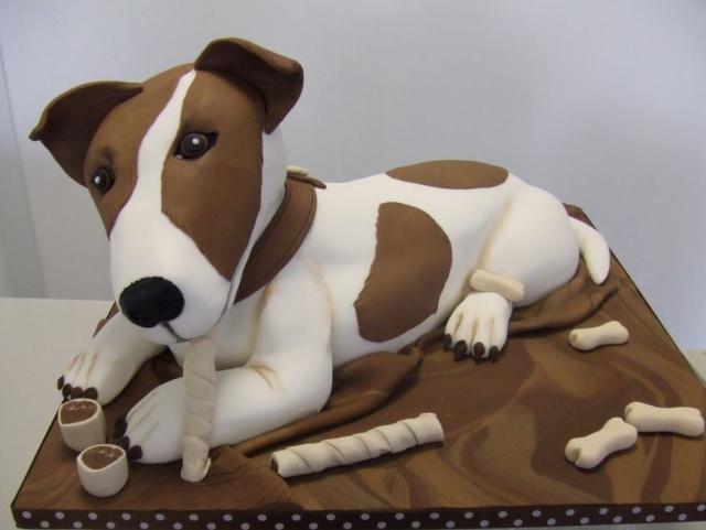 Chocolate and white dog cake scuplture.JPG